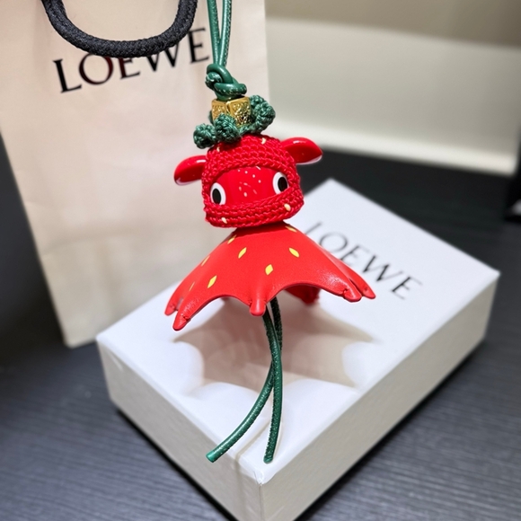 LOEWE Accessories - LOEWE Strawberry Elf Crochet Leather Bag Charm Pendant